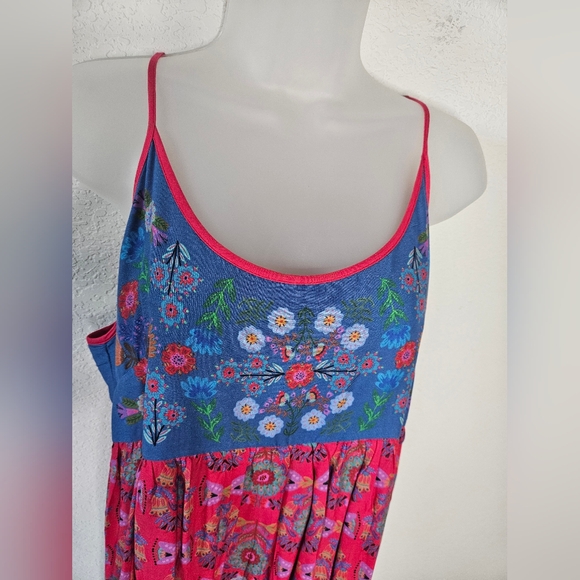 NWOT Natural Life Gigi Floral Midi Dress Blue Red Boho Floral Squareneck Hippie - Picture 8 of 12